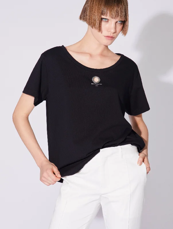 Tee-shirt manches courtes en jersey de coton noir