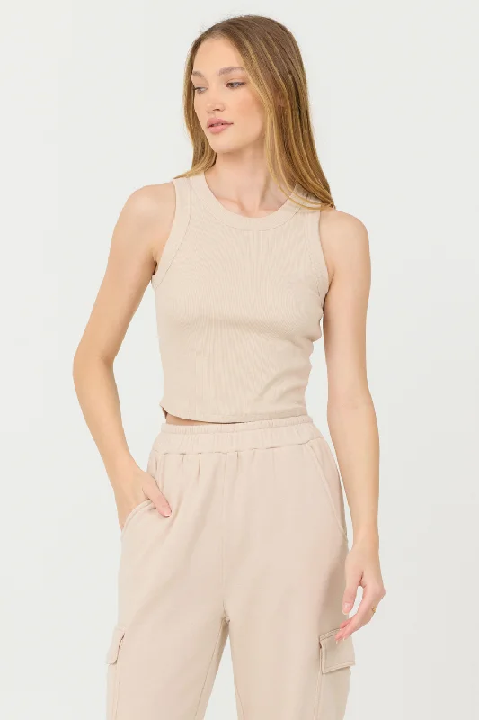 Vanilla Cream Cashmere Fleece Rib Tank